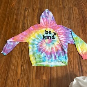 “Be Kind” tie-dyed hooded sweatshirt.  Size XL.  Worn once!
